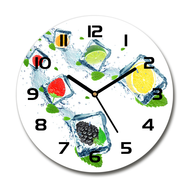 Orologio rotondo in vetro con motivo di cubetti di frutta