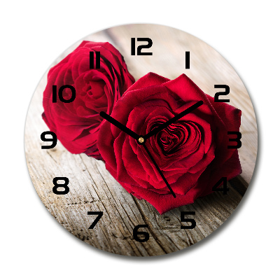 Orologio da parete rotondo con motivo di rose su effetto legno