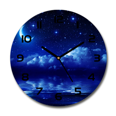 Orologio rotondo in vetro con motivo 'Il cielo di notte'