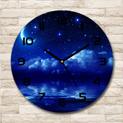 Orologio rotondo in vetro con motivo 'Il cielo di notte'