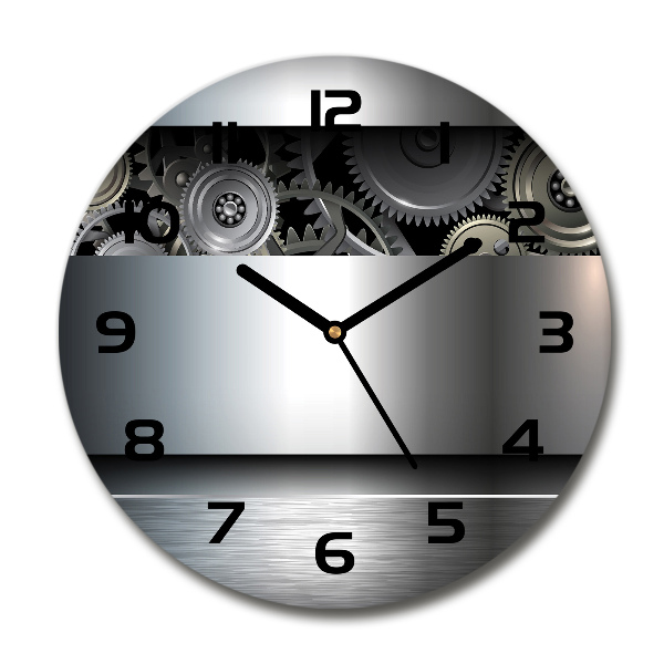 Orologio da parete rotondo con decorazione a astrazione di ingranaggi