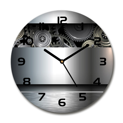 Orologio da parete rotondo con decorazione a astrazione di ingranaggi