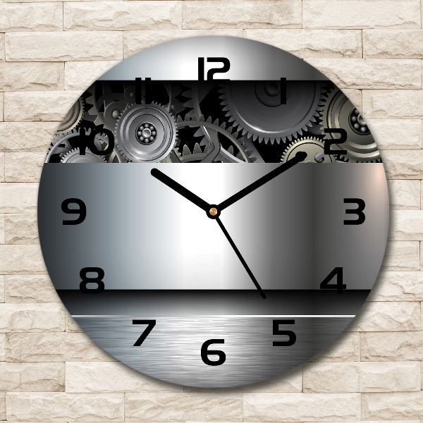 Orologio da parete rotondo con decorazione a astrazione di ingranaggi
