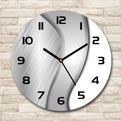 Orologio rotondo in vetro con quadrante ad astrazione metallica