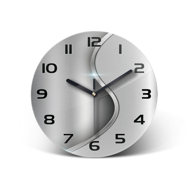 Orologio rotondo in vetro con motivo a astrazione metallica