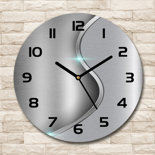 Orologio rotondo in vetro con motivo a astrazione metallica