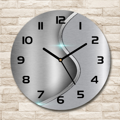 Orologio rotondo in vetro con motivo a astrazione metallica