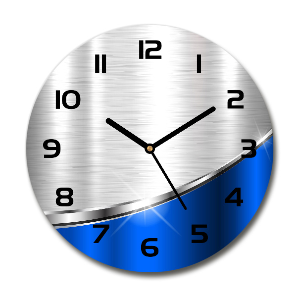 Orologio rotondo in vetro con quadrante dall'astrazione metallica