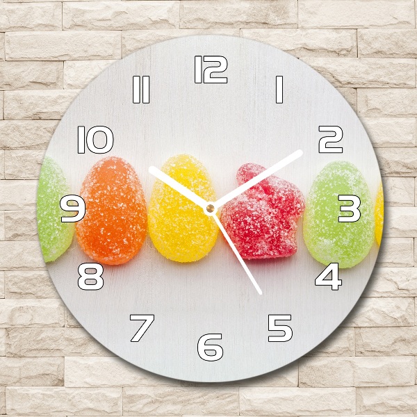 Orologio da parete rotondo con quadrante decorato con motivo di caramelle gommose colorate