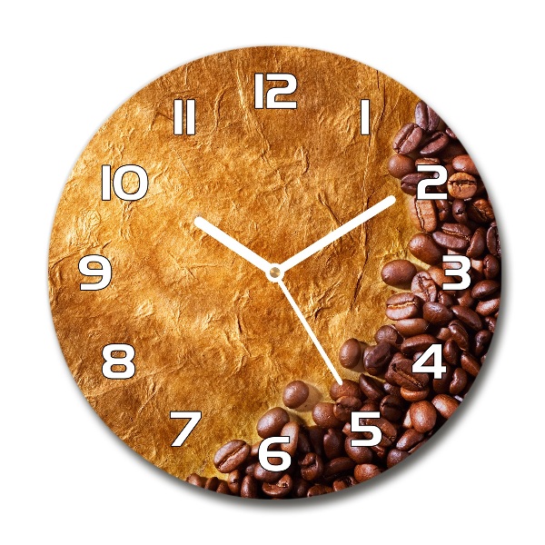 Orologio rotondo in vetro con decorazione a motivo di chicchi di caffè