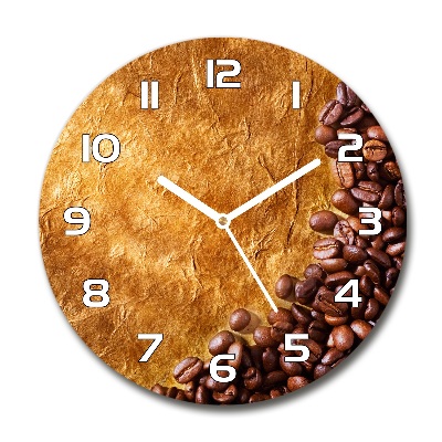 Orologio rotondo in vetro con decorazione a motivo di chicchi di caffè