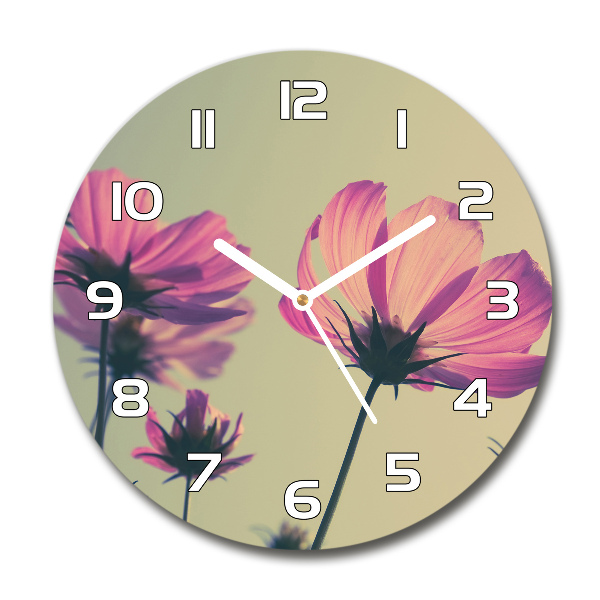 Orologio rotondo con motivo di fiori rosa