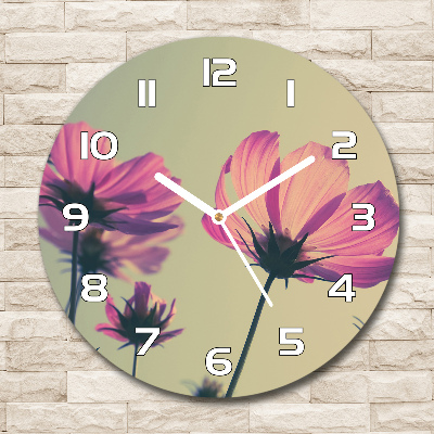 Orologio rotondo con motivo di fiori rosa