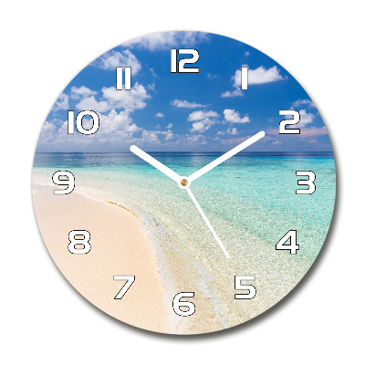 Orologio rotondo in vetro con motivo Spiaggia alle Maldive