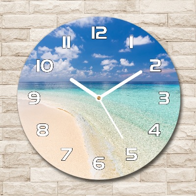 Orologio rotondo in vetro con motivo Spiaggia alle Maldive
