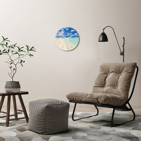 Orologio rotondo in vetro con motivo Spiaggia alle Maldive