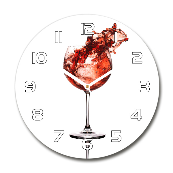 Orologio rotondo in vetro con motivo a bicchiere di vino