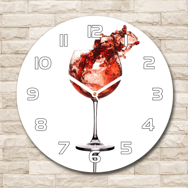 Orologio rotondo in vetro con motivo a bicchiere di vino