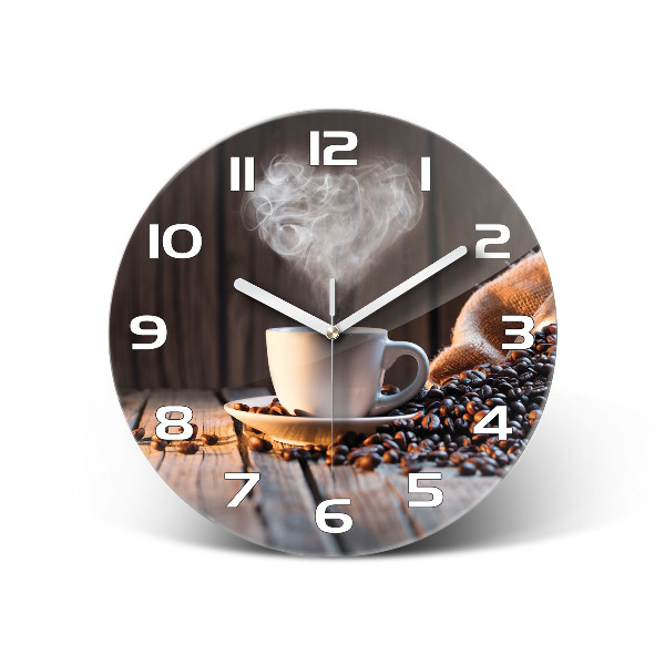 Orologio da parete rotondo con motivo a tazza di caffè