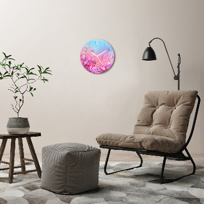 Orologio rotondo in vetro con motivo di fiori di ciliegio