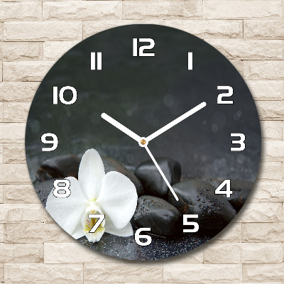 Orologio rotondo in vetro con motivo orchidea