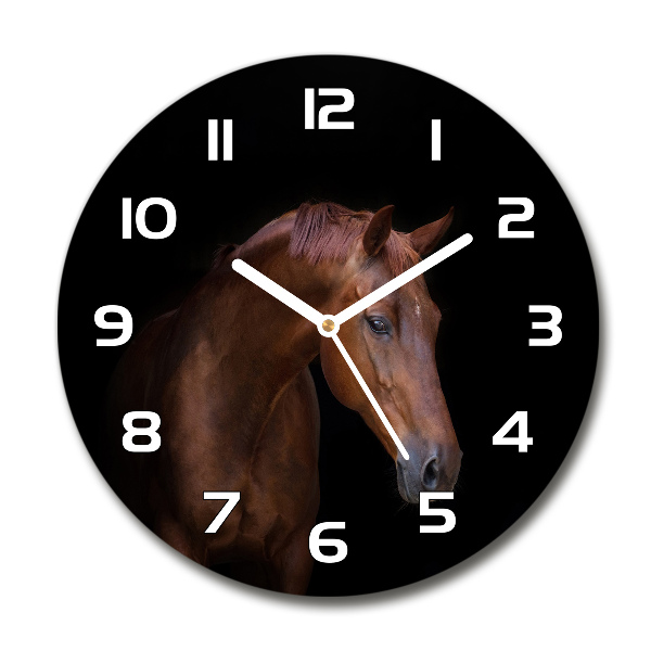 Orologio rotondo con motivo di cavallo bruno