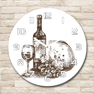 Orologio rotondo con motivo a tema vino e stuzzichini