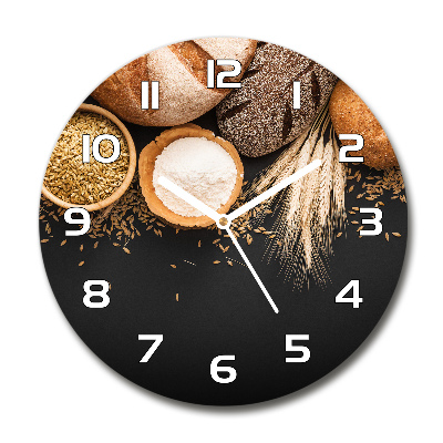 Orologio rotondo in vetro con motivo pane e grano