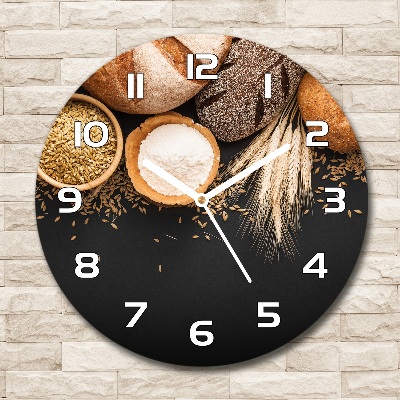 Orologio rotondo in vetro con motivo pane e grano