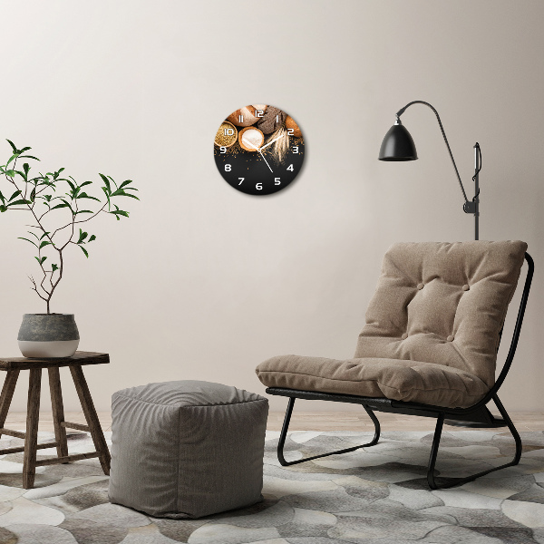 Orologio rotondo in vetro con motivo pane e grano