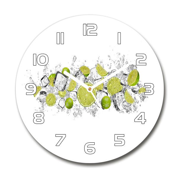 Orologio da parete rotondo con motivo a cubetti di ghiaccio e lime