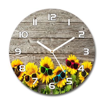 Orologio rotondo in vetro con motivo di girasoli