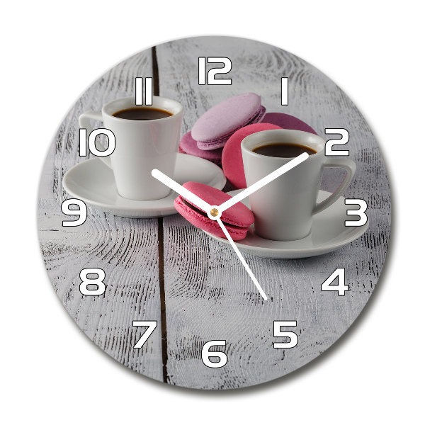 Orologio da parete rotondo con motivo caffè e biscotti