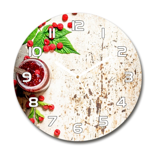 Orologio rotondo in vetro con quadrante decorato con motivo di marmellata di lamponi