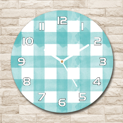 Orologio rotondo in vetro con quadrante a quadri blu