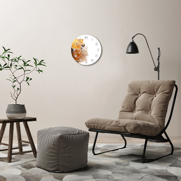 Orologio da parete rotondo con finitura color miele