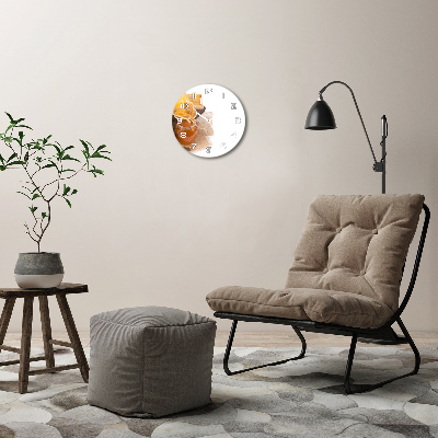 Orologio da parete rotondo con finitura color miele