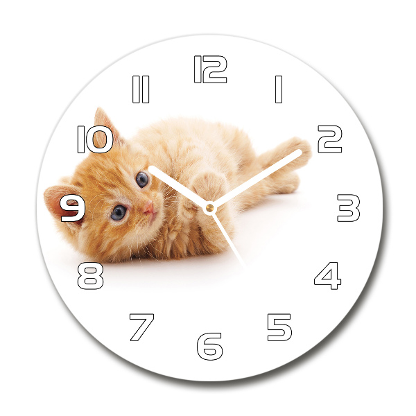 Orologio da parete rotondo con motivo di gatto rosso