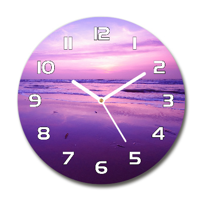 Orologio da parete rotondo con motivo tramonto con sole sul mare