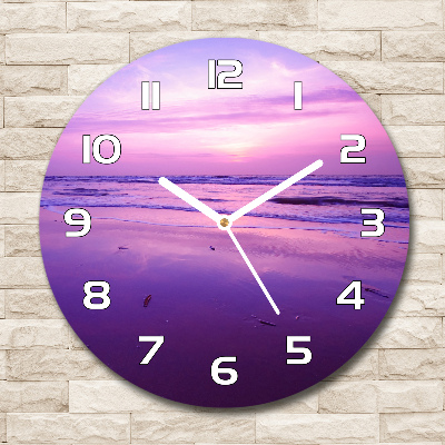 Orologio da parete rotondo con motivo tramonto con sole sul mare