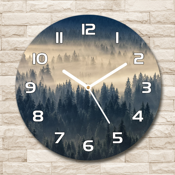 Orologio da parete rotondo con motivo «Nebbia sulla foresta»