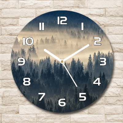 Orologio da parete rotondo con motivo «Nebbia sulla foresta»