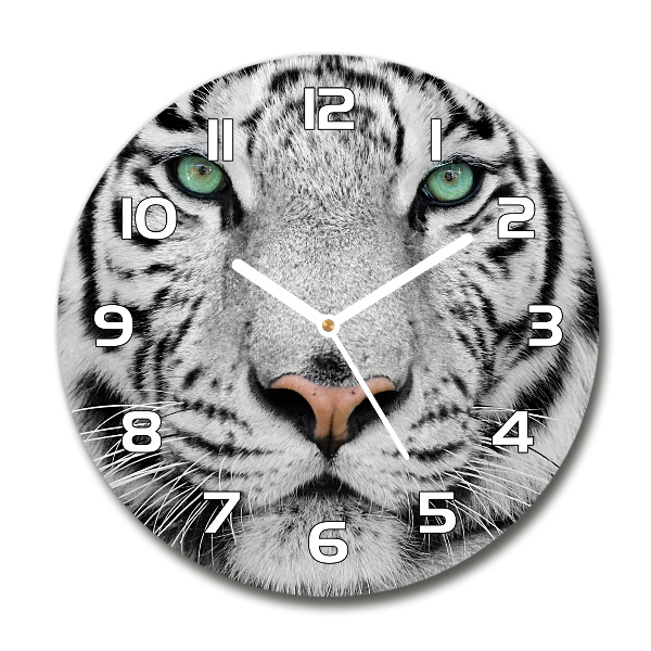 Orologio rotondo con motivo di tigre bianca