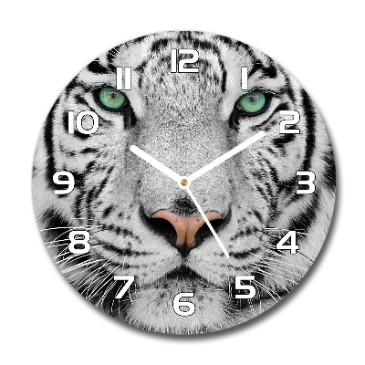 Orologio rotondo con motivo di tigre bianca