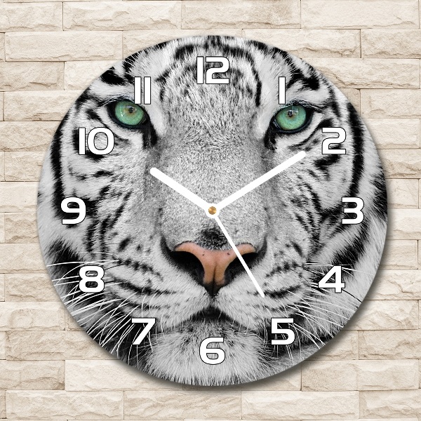 Orologio rotondo con motivo di tigre bianca