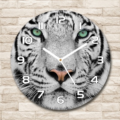 Orologio rotondo con motivo di tigre bianca