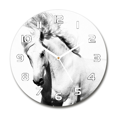Orologio da parete rotondo con decorazione a motivo di cavallo bianco
