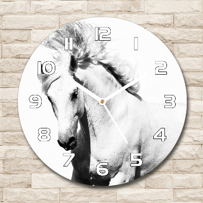 Orologio da parete rotondo con decorazione a motivo di cavallo bianco
