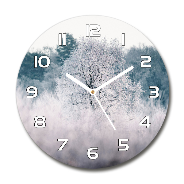 Orologio rotondo con motivo di alberi in inverno