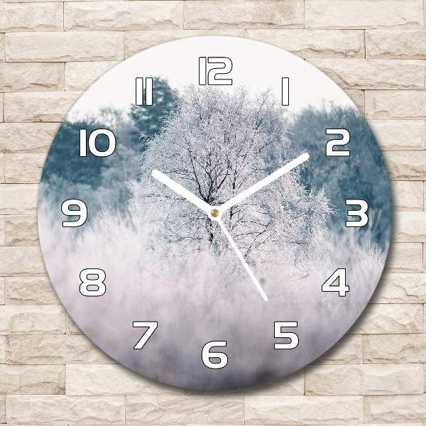 Orologio rotondo con motivo di alberi in inverno
